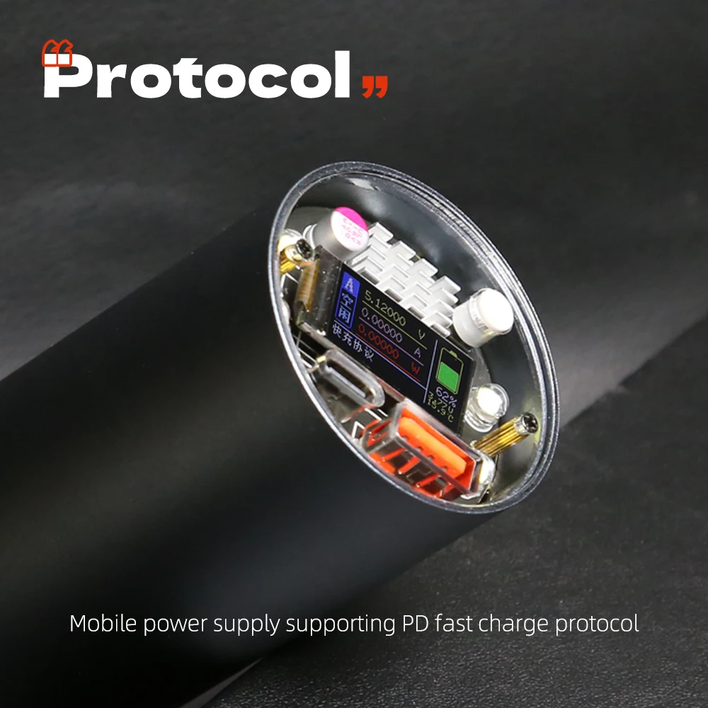 22.5W 32000mah 46950 Powerbank Case 1.2inch IPS Color Screen No Battery No Welding Aluminum Shell LED Light Phone Fast Charging