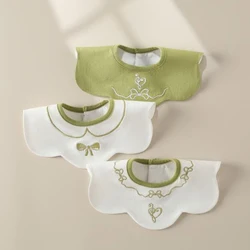 Baby Girl Bibs Waterproof Round Neck Infant Feeding Burp Cloth Saliva Towel Newborn Drool Bibs 3 Pieces