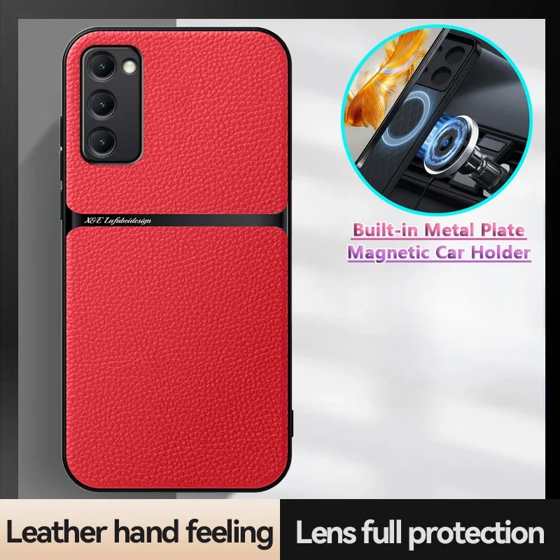 For Samsung S20 FE Case Built-in Metal Plate Leather Phone Case For Samsung Galaxy S20 FE S20FE Car Magnetic Holder Back Cover