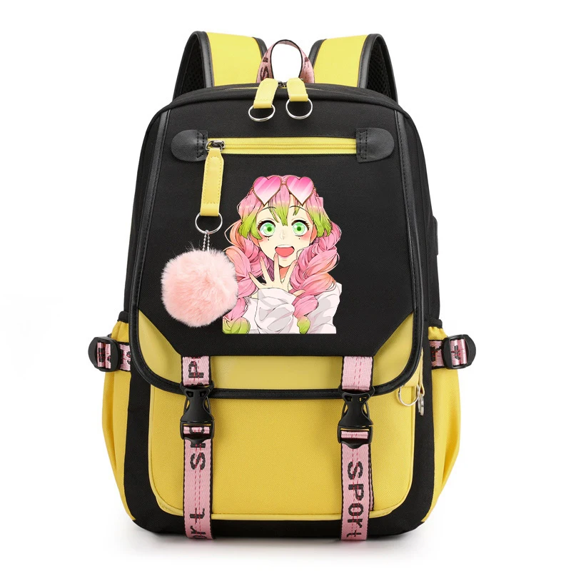 New Personality Creative Backpack Anime Kanroji Mitsuri Printing Schoolbag Friends Women Men'S Shoulder Travel Bag