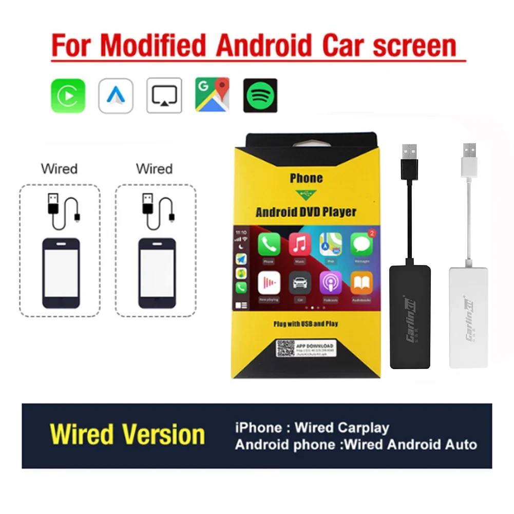 

Carlinkit Wired/Wireless Adapter for CarPlay Wired/Wireles Android Auto Dongle USB Connection for Navigation Media Player Box
