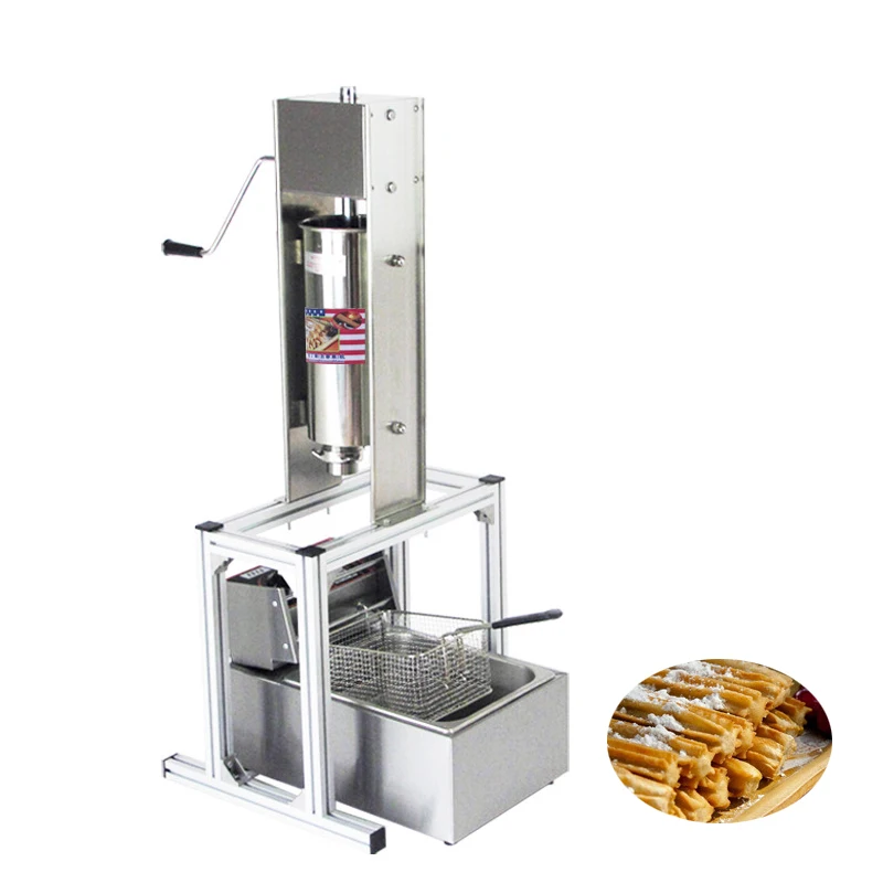 

Manual Churros Making Frying Machine 5L Latin Fruit Maker Commercial Spanish Churro Maker with 5 Pcs Nozzles