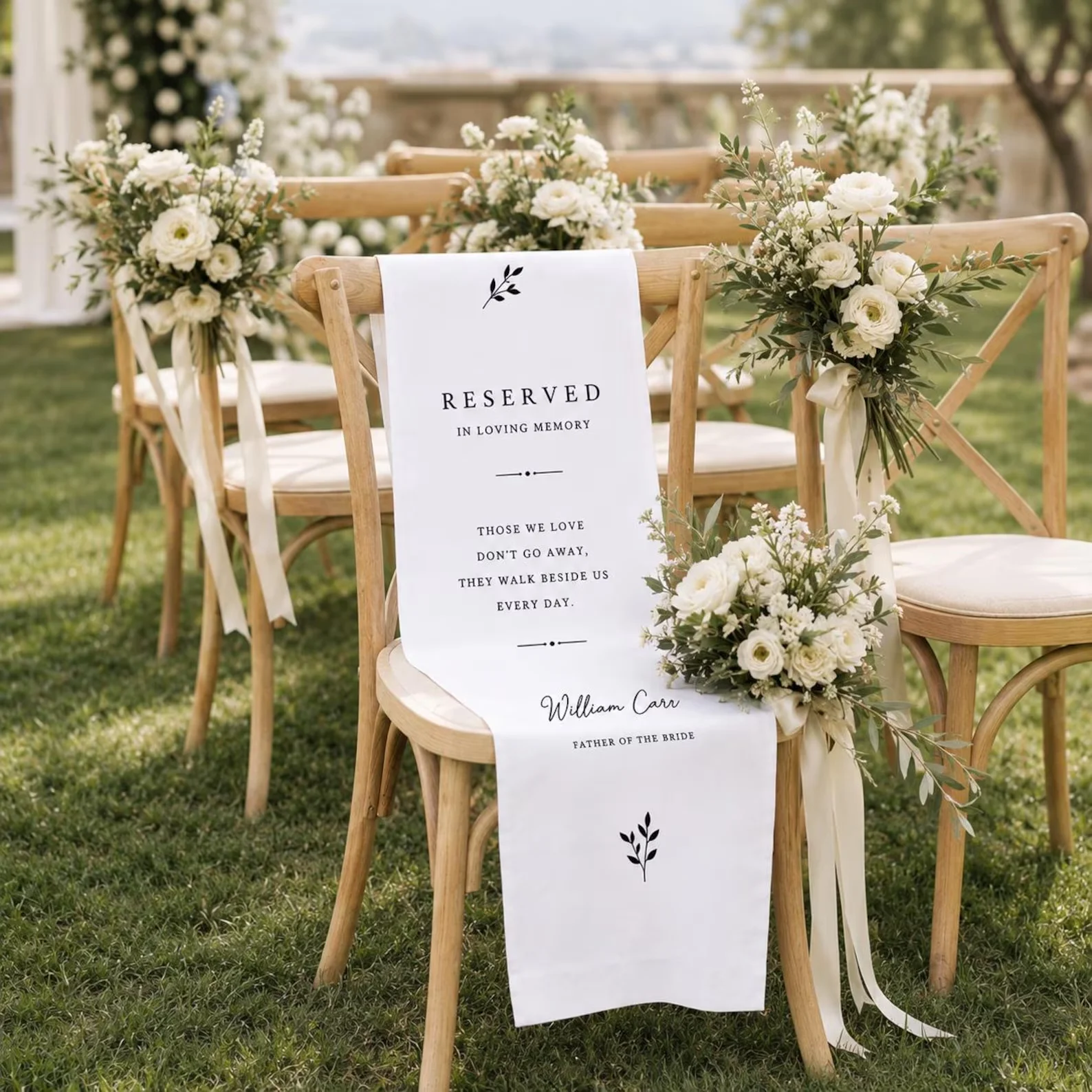 Custom Wedding Chair Party Banner, Polyester Memorial Seat Marker, for Weddings, Anniversaries, Wedding Decorations, Christmas