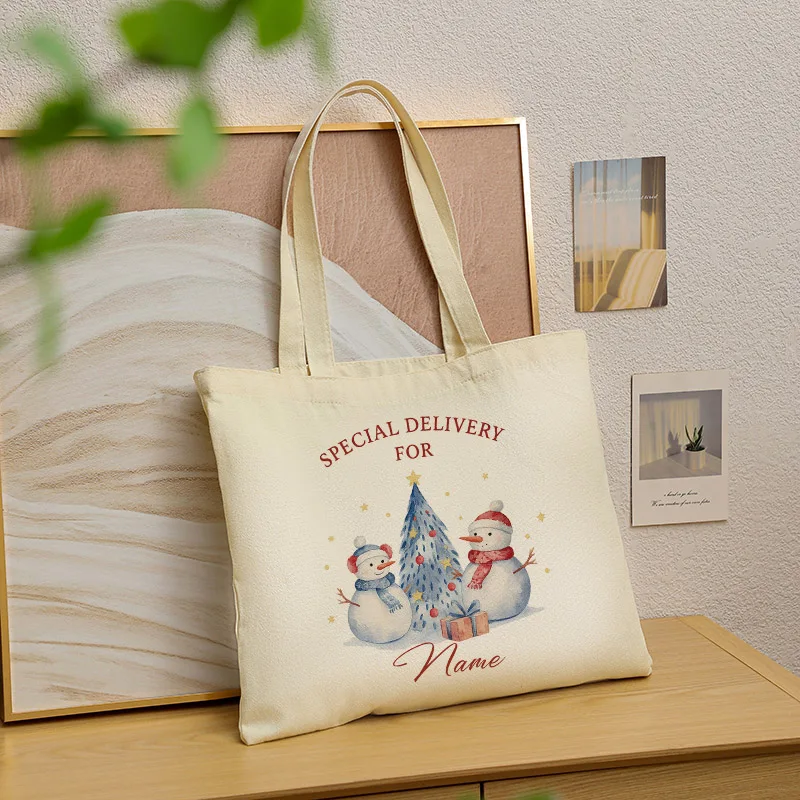 

Рождественский подарок с изображением Санта-Клауса и оленя, черно-белая двухцветная сумка для туалетных принадлежностей, персонализированный мешок Санта-Клауса, мешок для рождественских подарков