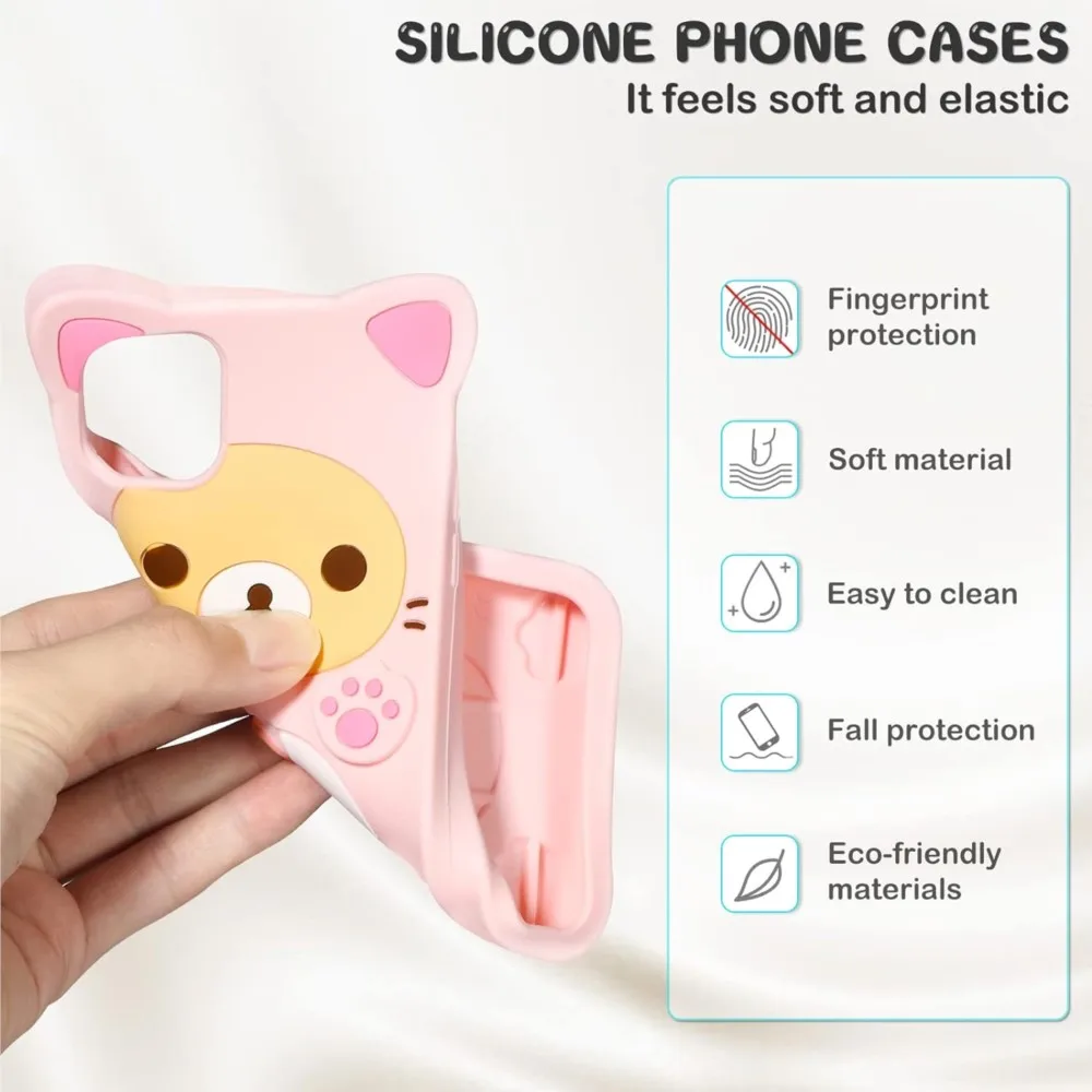 For Samsung Galaxy A15 A14 A53 A54 S20 FE S21 S22 S23 S24 Plus Silicone Rilakkuma Cat Bear Soft Cover Case