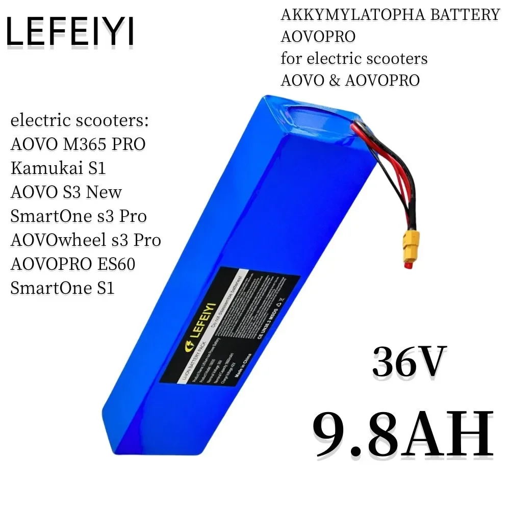 (36V 9.8AH) AOVO AOVOPRO M365PRO Kugoo S1 Electric Scooter High Power Battery 350W, 500W 1000W Battery Pack 10S3P