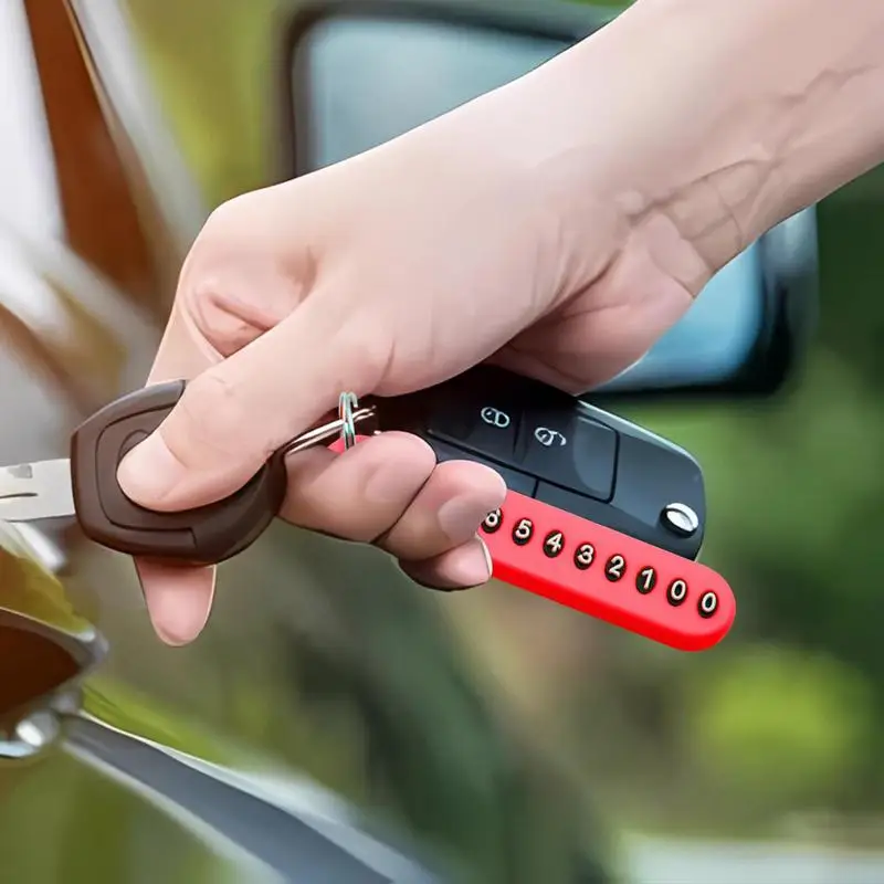 Anti-Lost Phone Number Plate Car Keychain Auto Number Plate Pendant Key rings Holder Phone Number Card Keyring For Car Interior