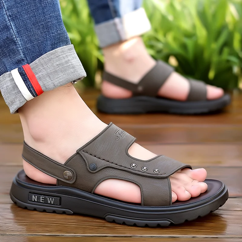 Summer Men Beach Sandals Leisure Comfortable Outdoor Beach Shoes in The United States British Driving Travel Sandals Men 38-47