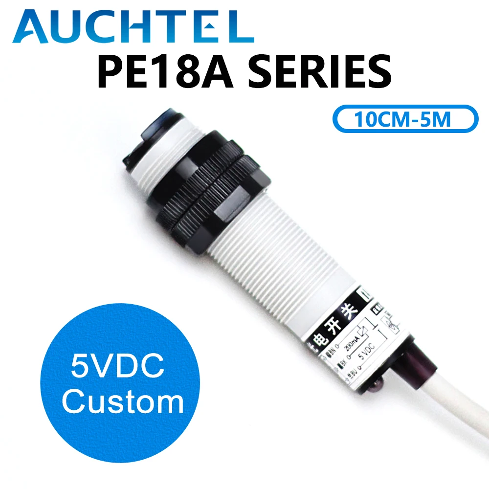 

AUCHTEL 5V DC Optical Photoelectric Sensor Switch 30cm Diffuse 2m Retro-reflective 5m Through beam Detect
