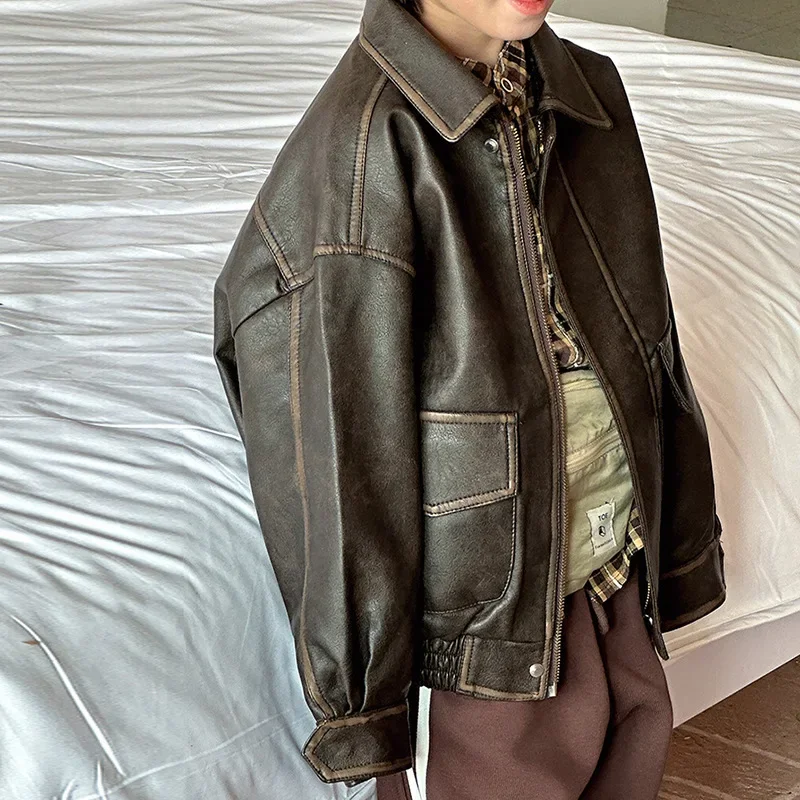 Vintage Leather for Kids Boys Coat Autumn Winter Street Handsome Warm Kids Leather Jacket Fashion Waterproof Children Outwear