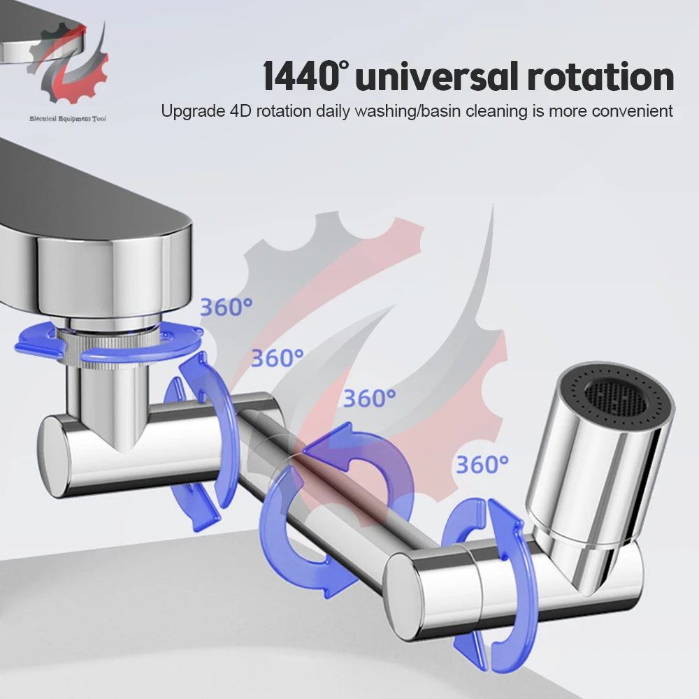 Universal 1080° Swivel Robotic Arm Faucet Foldable Kitchen Sink Extension Faucet Rotatable Multifunctional Extension Faucet