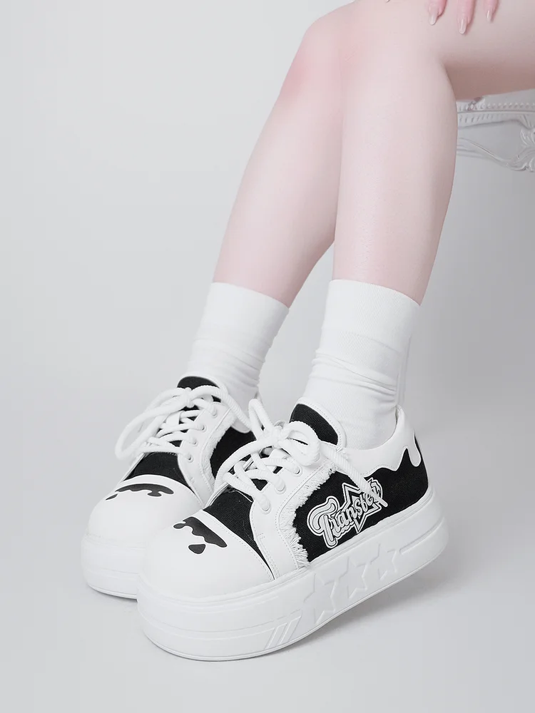 Original Original Lolita Canvas Shoes For Transfer Students Deep Mouth Sponge Cake Shoes Versatile Lace Up Single Shoes Women