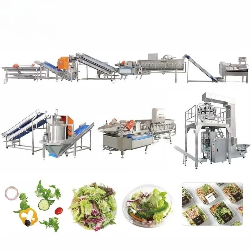 Customized Salad Processing Line Vegetable and Fruit Lettuce Cabbage Cutting Washing Cleaning Slicing Dewatering Machine