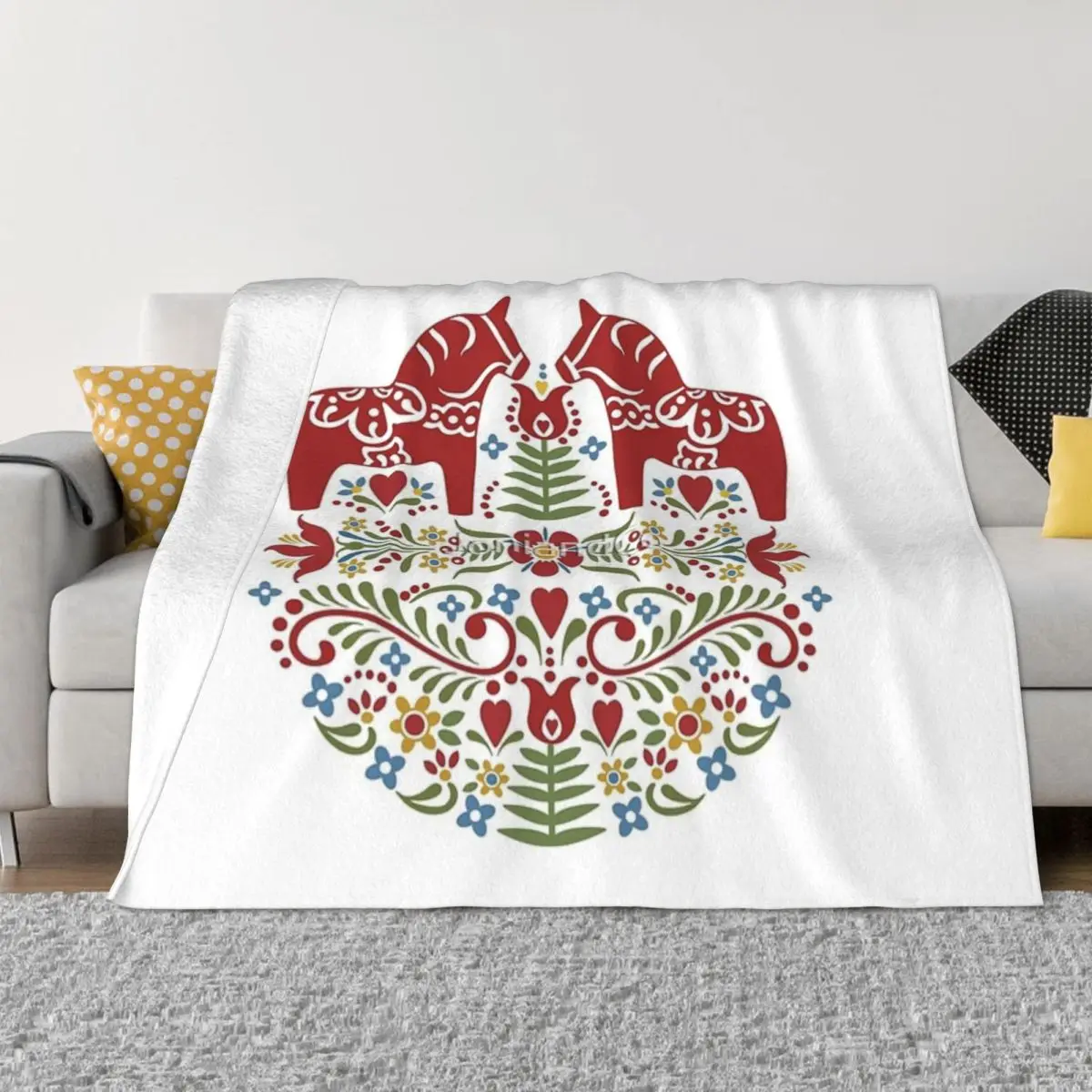 Scandinavian Dala Horse Four Seasons Universal Blanket Air-Conditioned Room Can Be Covered Mother's Day Gift