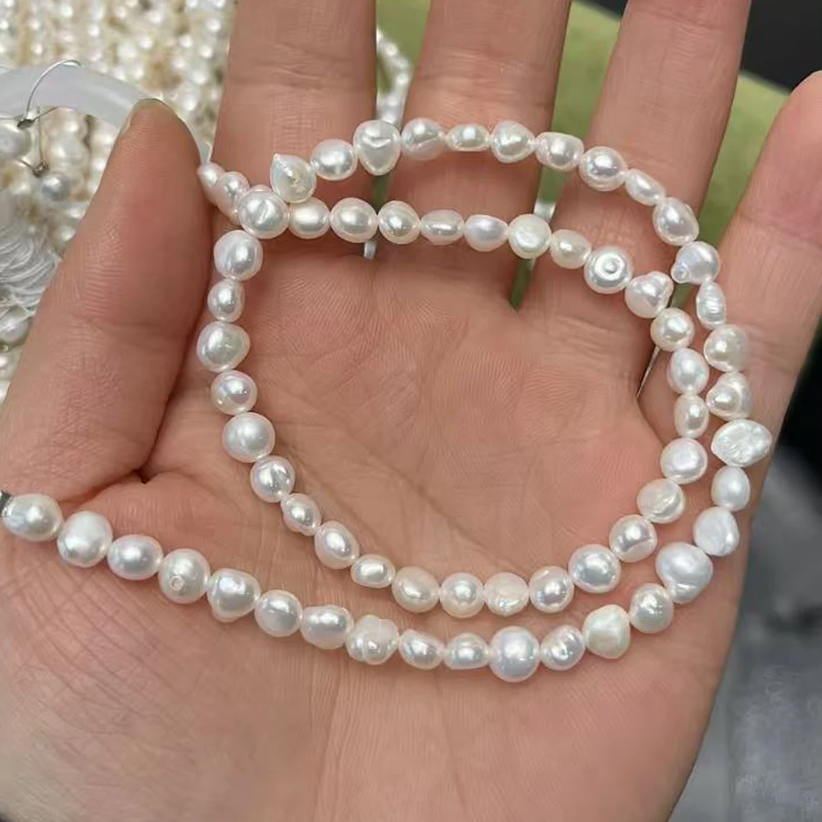 Natural Freshwater 100%Pearl Beads 5-6mm White Irregular Pearl Beads For Jewelry Making DIY Women Necklace Bracelet Accessories