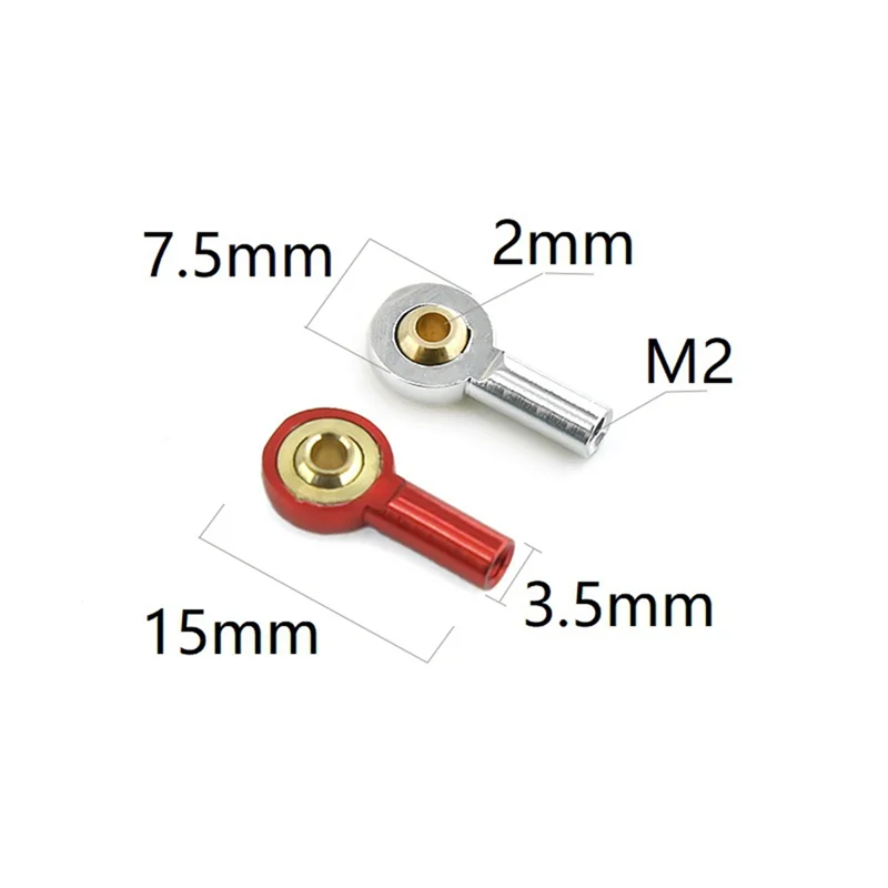 10Pcs Metal M2 Link Tie Rod End Ball Joint Buckle Steering Pushrod Tie Rod End for RC Car Boat Upgrade Parts,Red