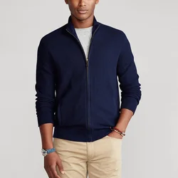 Autumn Winter New Men Sweater Coats Solid Turtleneck Zipper Trend Fashion Casual All-match Long Sleeve Slim Cardigan Knitted Top