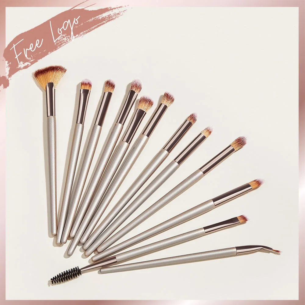 

Private Label Eyeshadow Brushes Set 12Pcs Champagne Gold Cosmetic Makeup Brush Cosmetics Tools Customized Logo Low MOQ Wholesale