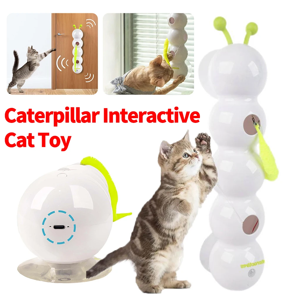 

Caterpillar Interactive Cat Toy Intelligent Motion Activated Teasing Cat Toy Rechargeable Automatic Teasing Worm Toys for Cats