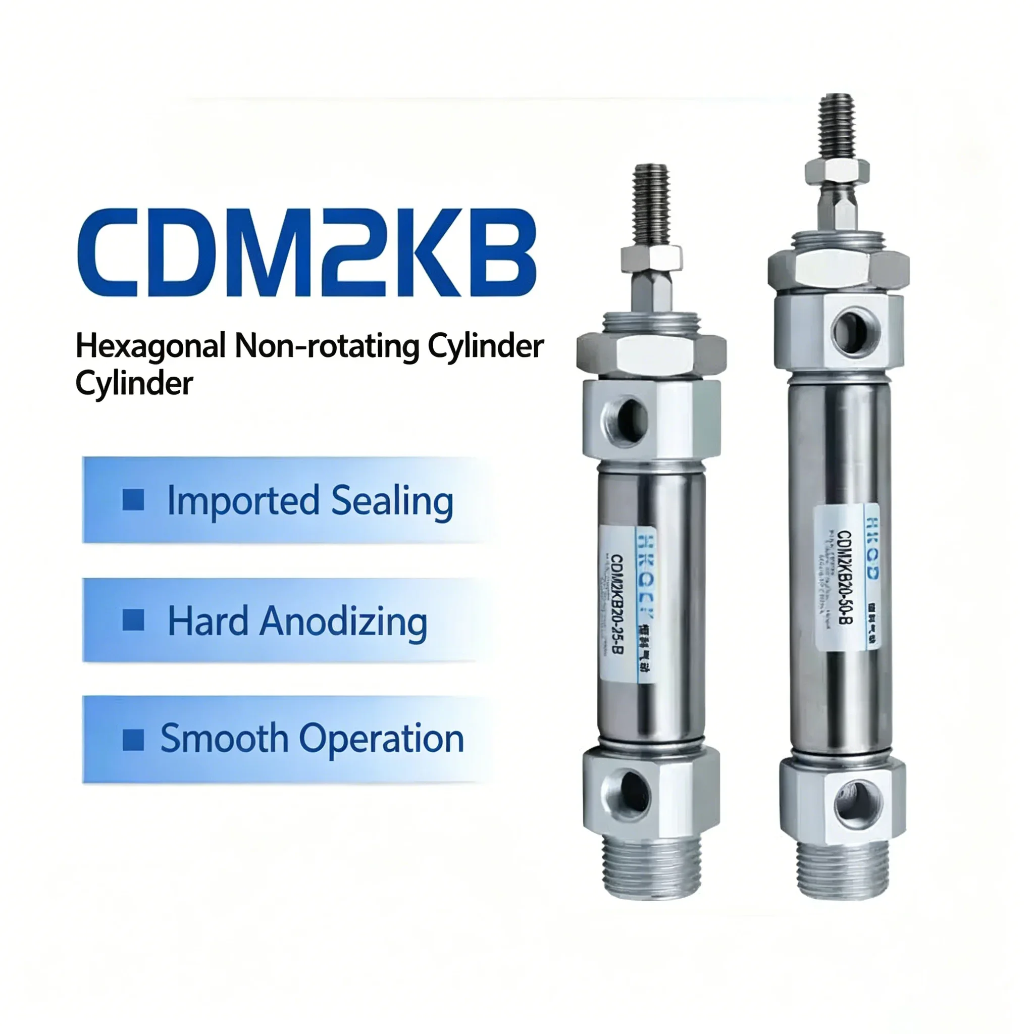 HLH Single Rod Double Acting Pneumatic CylinderCDM2KB20/25/32/40-200/250/300Stainless Steel Piston Rod Does Not Rotate Mini Cyli