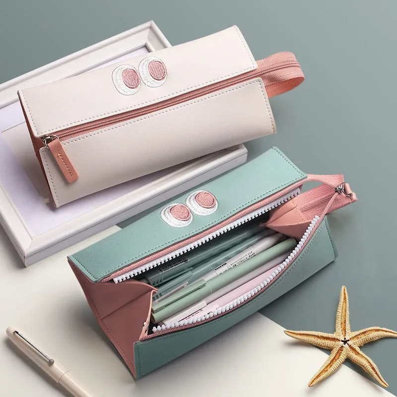 Cute Simple Large Capacity Pencil Case Personalized Zipper Handle Stationery Box Trendy Junior High School Stationery Supplies