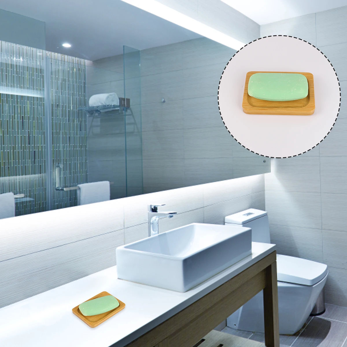 

1pc Bamboo Wood Holder With Efficient Drainage Design For Bathroom Container Keeps Soap Dry Long-Lasting Soap Dish Rack