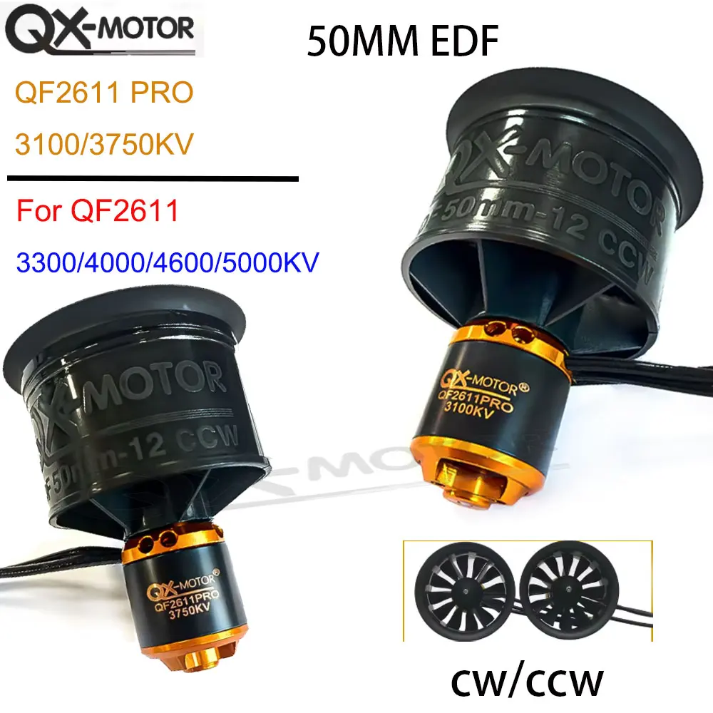 

QX-MOTOR 50 мм канальный вентилятор EDF, 12 лопастей, QF2611, бесщеточный двигатель 3300/4000/4600/5000 кВ, по часовой стрелке против часовой стрелки для деталей игрушек с дистанционным управлением