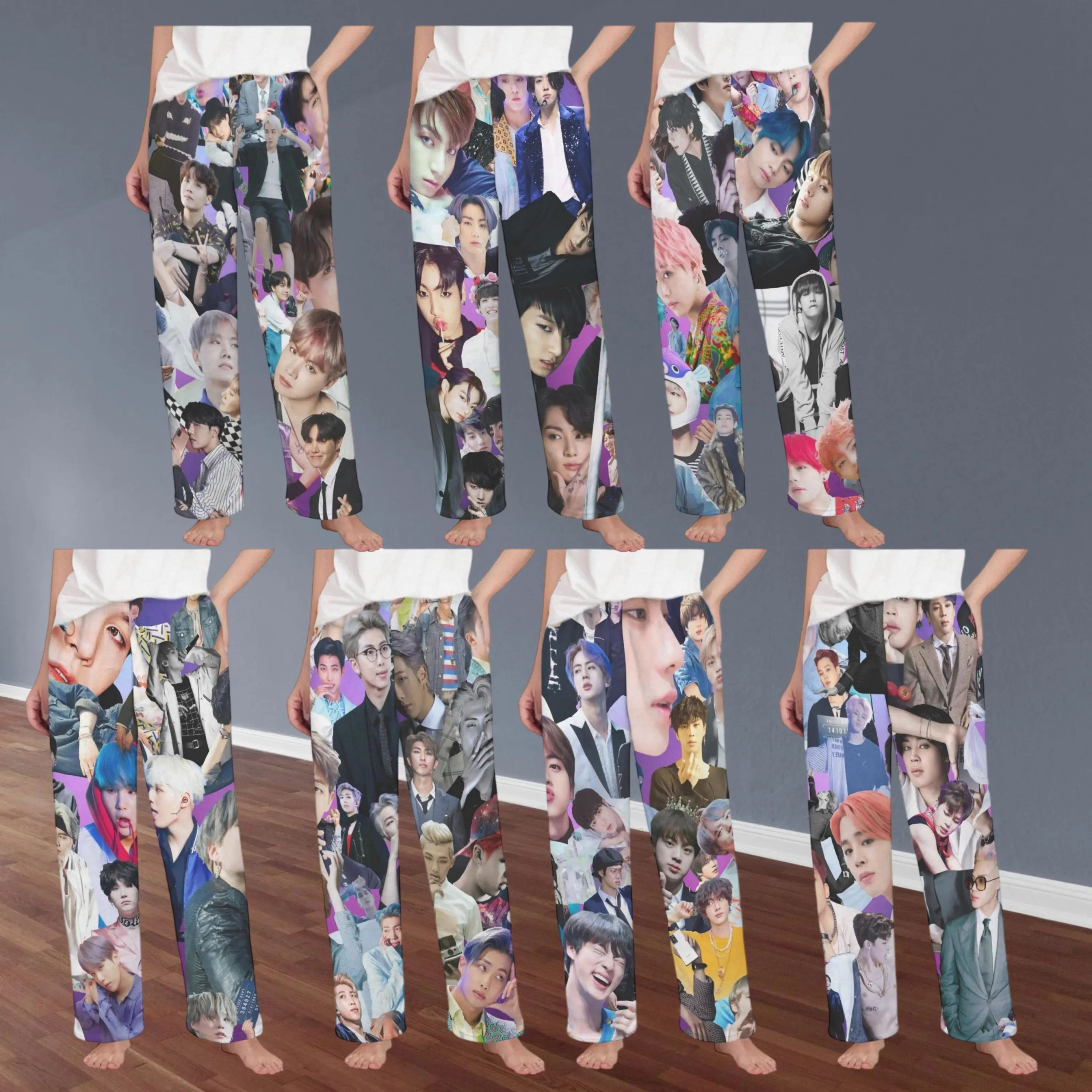 BTS Bangtan Pajama Pants I Purple You Kpop Fan Casual Pants Cute Military Style Gift for Adults and Children Wide Leg Pants