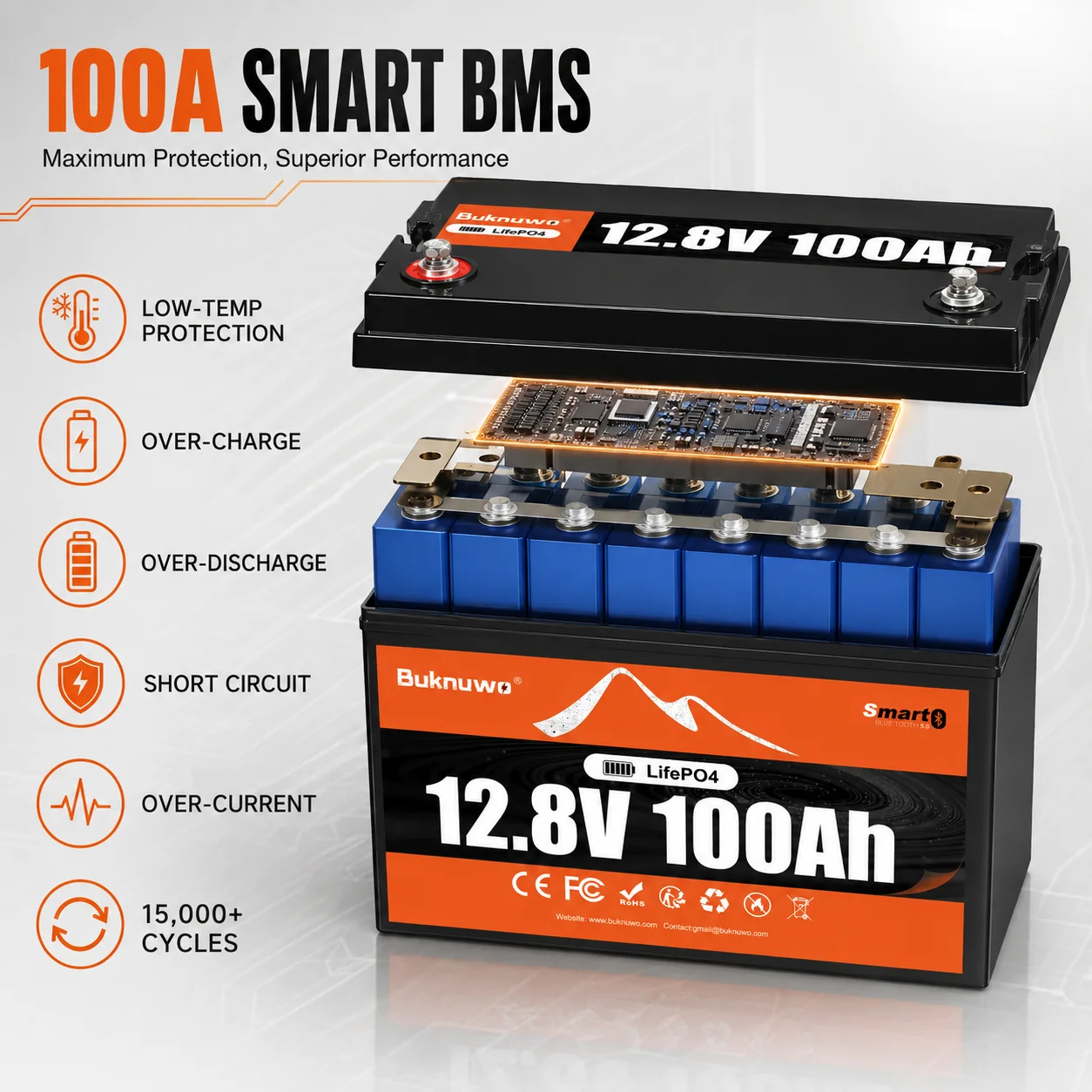 Batterie au lithium LiFePo4 in - Lifepo4 12V 100Ah Bms Bluetooth avis et prix
