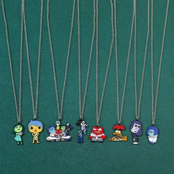 1pc New Inside Out 2 Necklace Joy Disgust Sadness Glass Printed Pendant Zinc Alloy Cartoon Necklace Jewelry Gifts