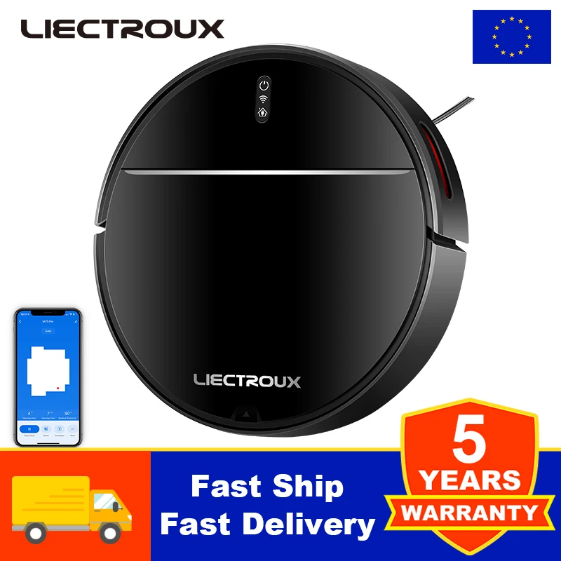 LIECTROUX M7SPRO Robot Vacuum Cleaner &Wet Mop Combo,Smart Mapping,WiFi App,4KPa,Brushless Motor,Ideal for Pet Hair,Carpet,Floor