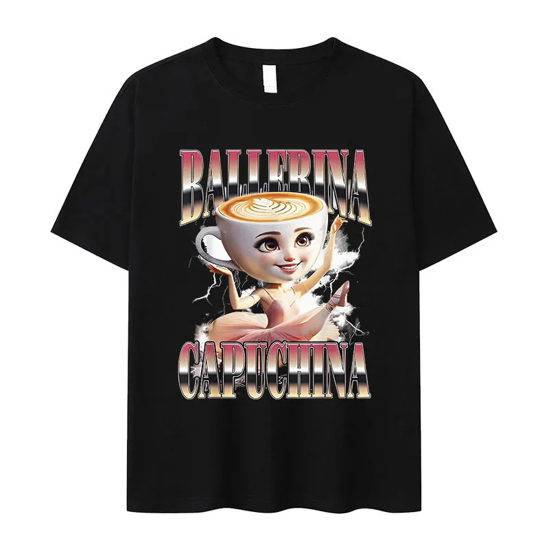 

Italian Brainrot Ballerina Capuchina Funny Meme T-Shirt Men Women Vintage Aesthetic T Shirts Fashion High Quality Cotton T Shirt