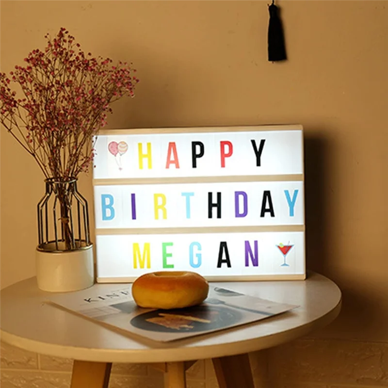 A44Z-Cinema Light Box Personalized Neon Signs, Warm White Leds Lightbox With Letters, Numbers, Symbols