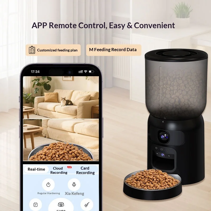 Cat Dog Dual-lens Pet Feeder Laser Pet Entertainer Recording Function Smart Mobile Detection Automatic Feeding Machine