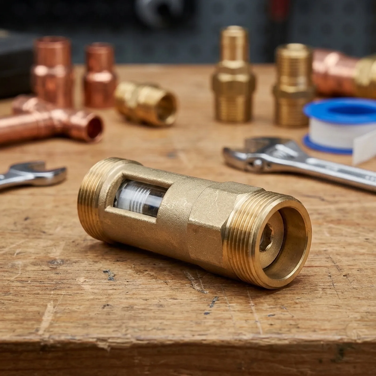 Visual Flow Control Valve DN25 with Brass Ball Valve and Double Threaded Connections for HVAC System Balancing