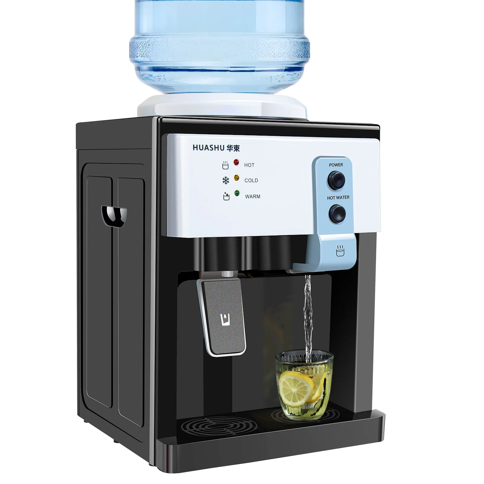 110V 60HZ 550W 5 Gallon Top Loading Water Cooler Dispenser Countertop Hot+Cold Drinking Machine with Recessed Handles for 1.1-4.9gal Water Bottles or Filter Bottles