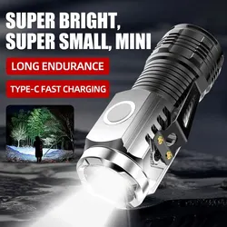 Three Eyes Small Steel Gun Flashlight Strong Charging Super Bright Portable Outdoor Lighting Mini Home