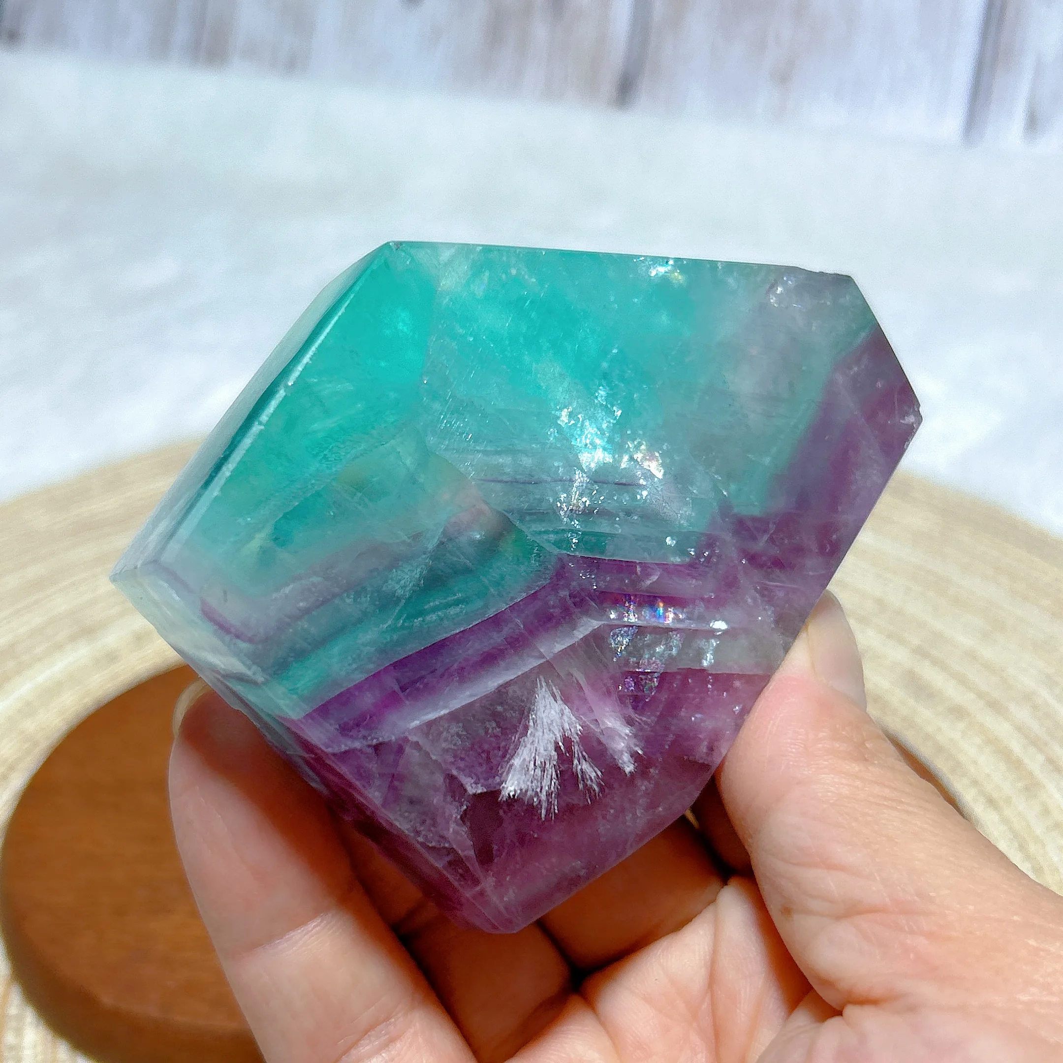 Natural Crystal Feather Purple Fluorite Freeform Rainbow Healing High Quality Gemstones Mineral Energy Home Decorations Gift