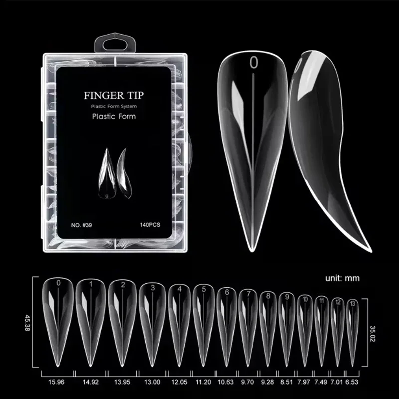 70/140/150pcs Eagle's Talon False Nail Tips Short Curved Stiletto Clear Soft Fake Nails Extension For DIY Nail Salon Manicure