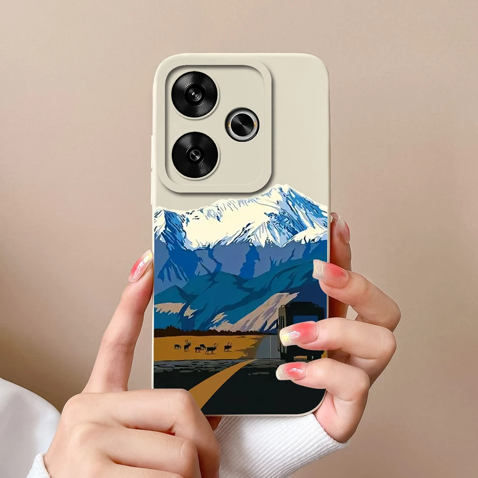 Covers For Redmi 13 4G Phone Case Cute Cartoon Camera Protection Carcasa For Xiaomi Redmi13 Anti Choc Liquid Silicone Back Cover