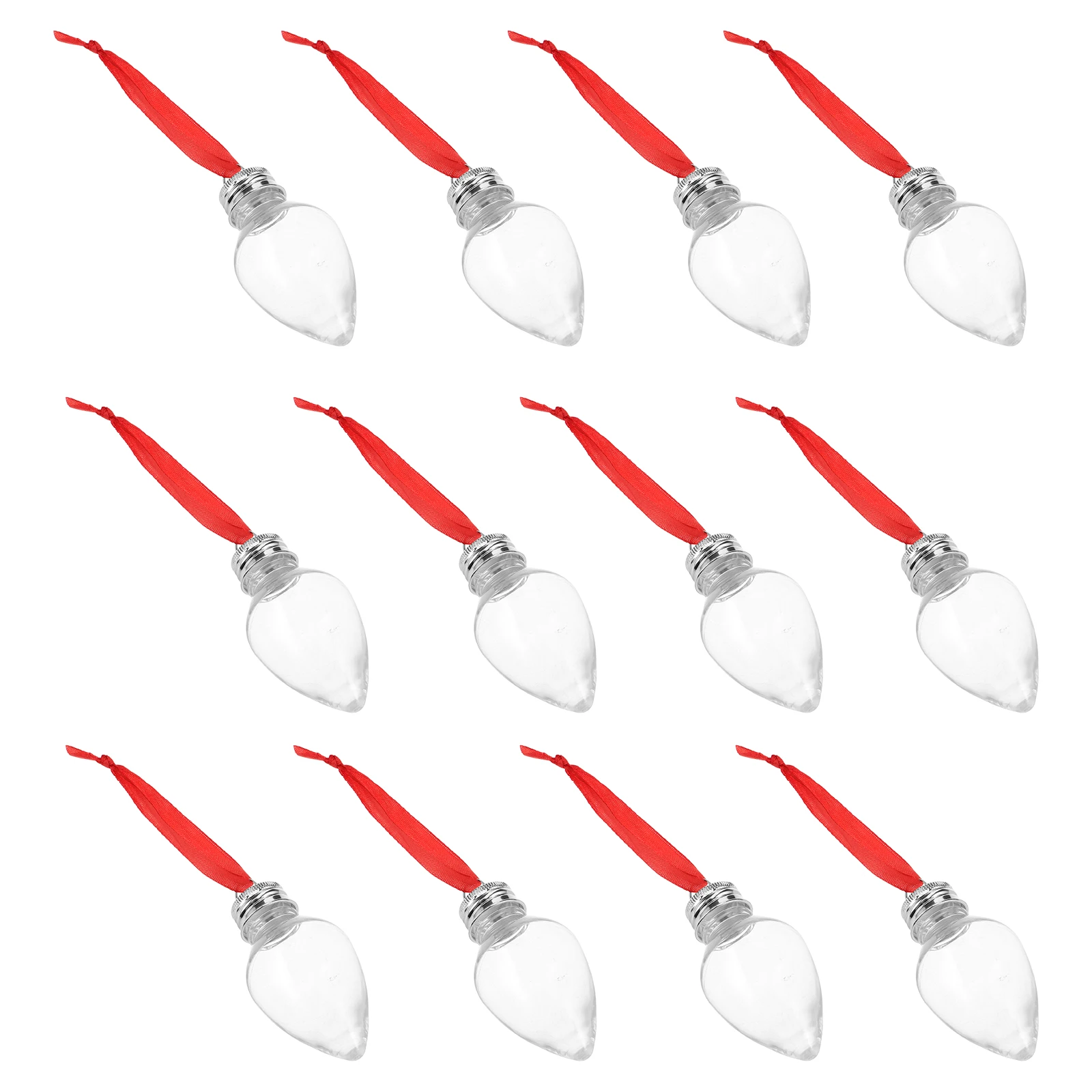 

12Pcs Clear Plastic Fillable Ornaments Mini Bottles Hanging Xmas Christmas Tree Decorations DIY Holiday Party Treat Containers