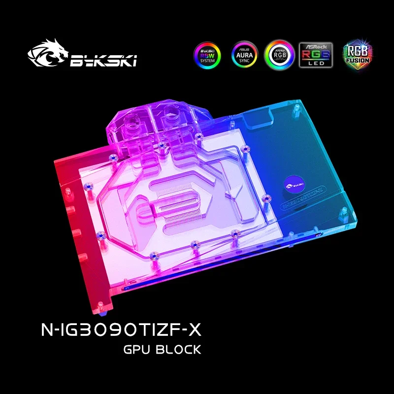 

Водяной блок Bykski для Colorful GeForce RTX 3090Ti Battleax 24G / Медный радиатор с полным покрытием / RGB Light SYNC N-IG3090TIZF-X