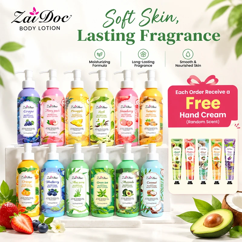 ZaiDoc 9 Scents Body Lotion Moisturizing Non-Greasy Fast Absorbing Lightweight Skin Care Shea Butter Vitamin E Daily Body Cream for Dry Normal Skin Women Men 150ml Ea. with Hand Cream