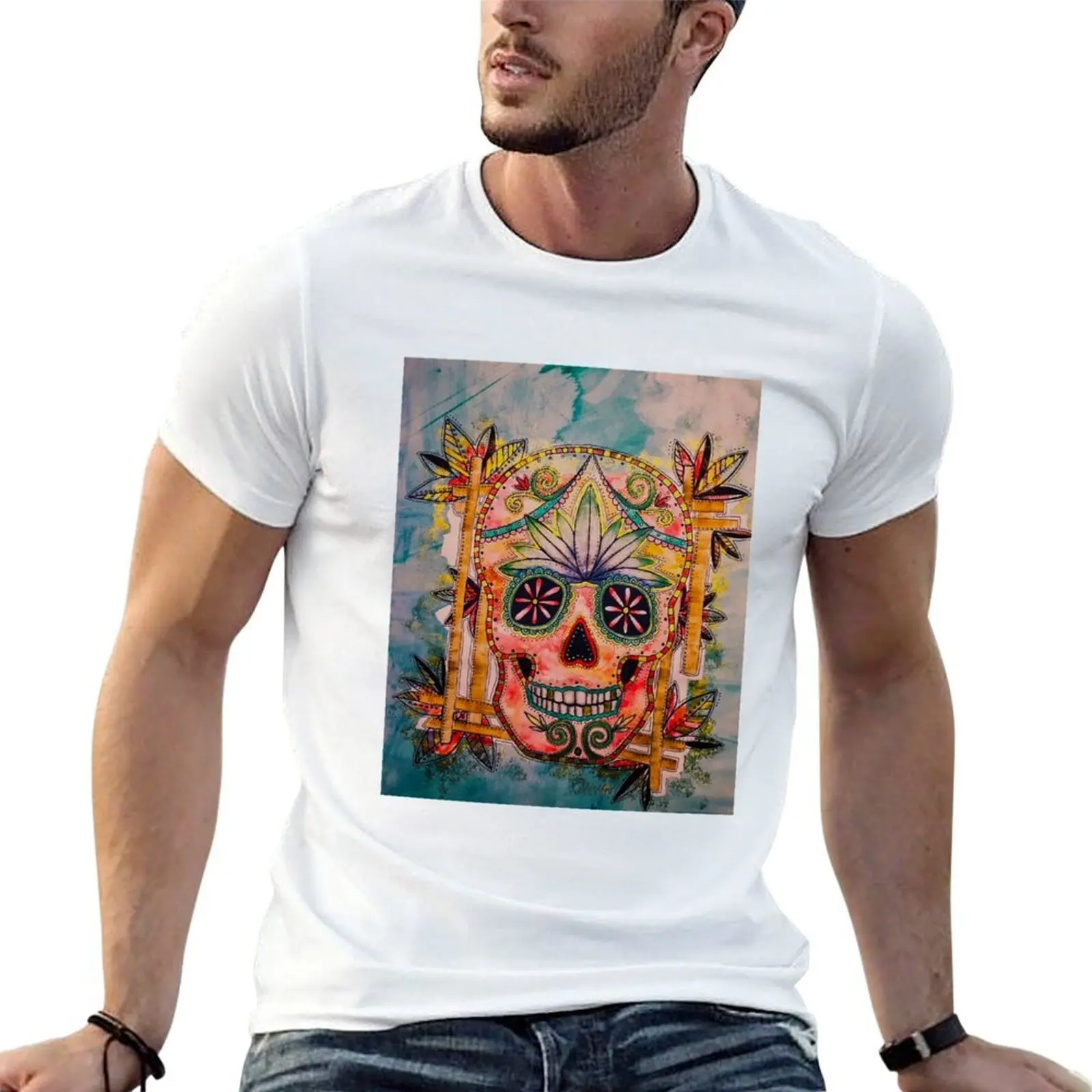 Camiseta Sayulita Skull, camisetas para hombre, camisetas gráficas, camiseta para hombre, paquete de camisetas de algodón, camiseta
