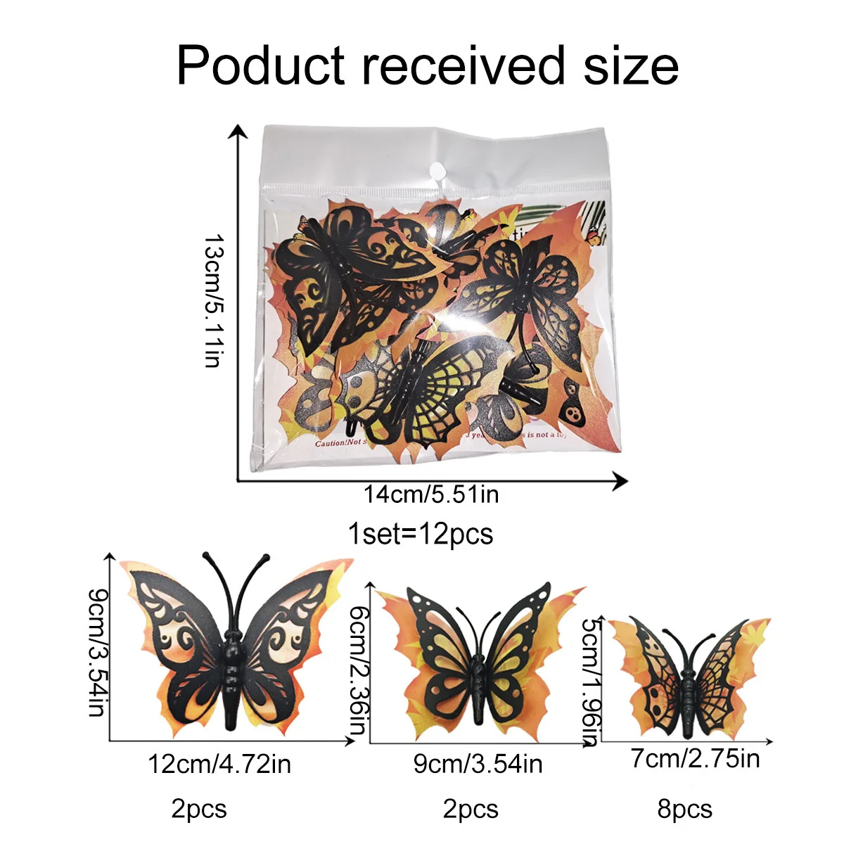 3D Butterfly Wall Decor Halloween Christams Birthday Party Decoraton Double Layer Decorative Decals for Kids Nursery Classroom