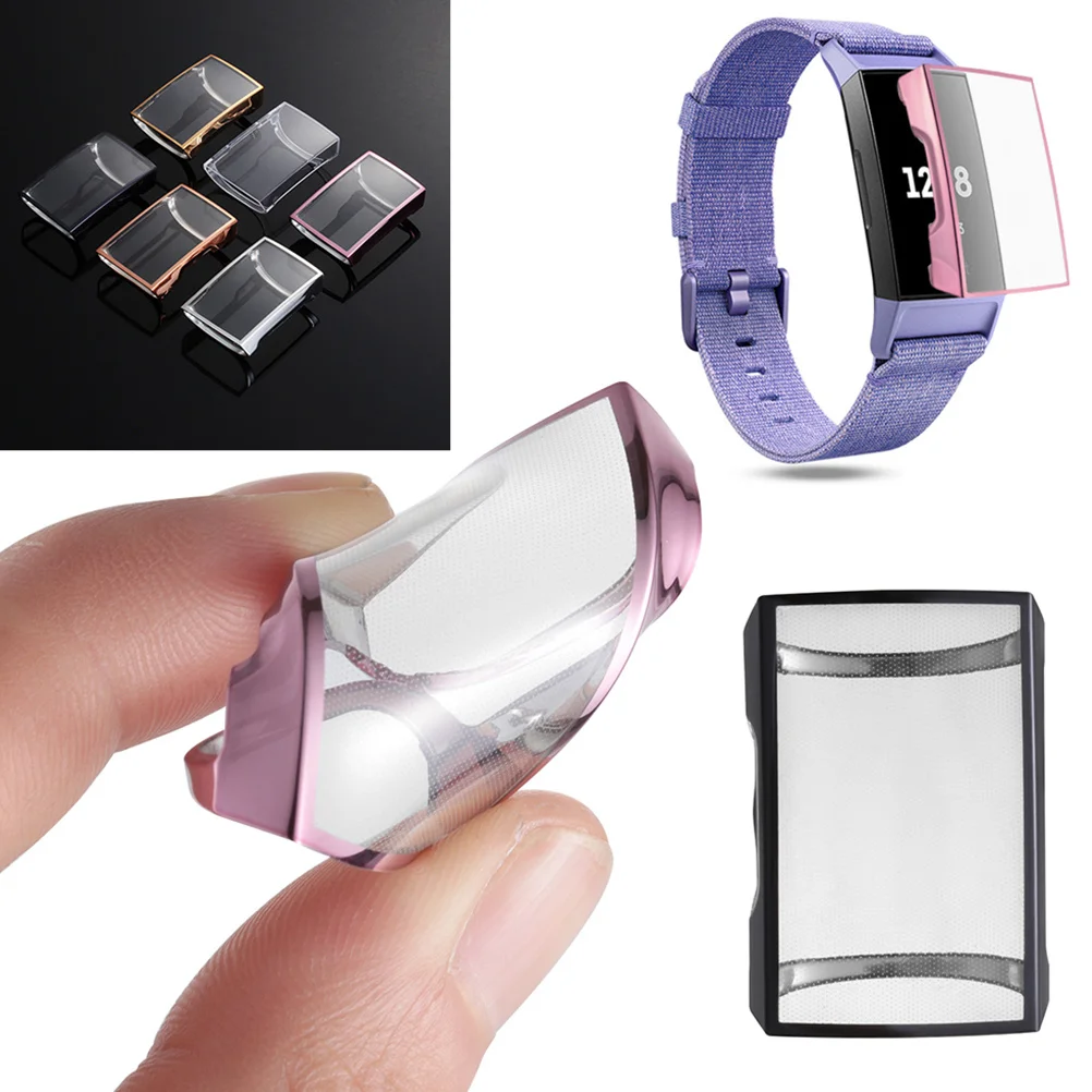 1pc Watch Cover Tpu Protective Case Lightweight Scratch Resistant Flexible 3 Compatible Gold Smart Watch Accessory