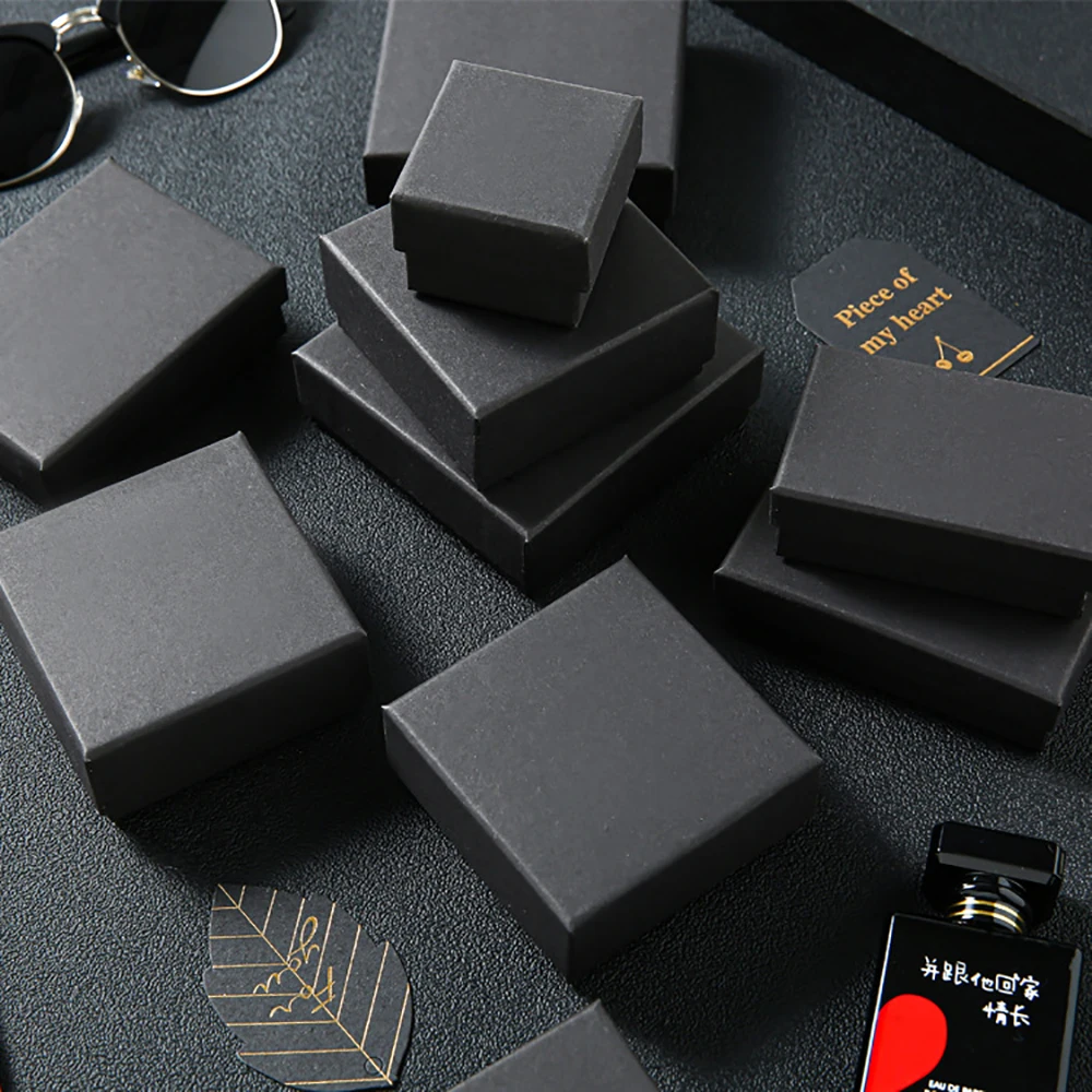 20pc Simple Luxury Black Paper Jewellery Display Case Set