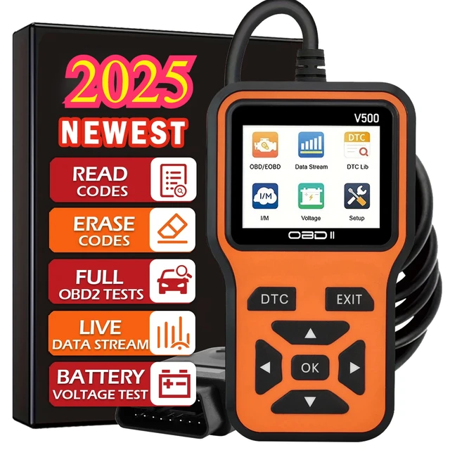 Car OBD2 Scanner Diagnostic Tool Code Reader, Car Voltage Tester Engine Fault Code Scanner, Charging Tester Diagnostic Tool V500 1