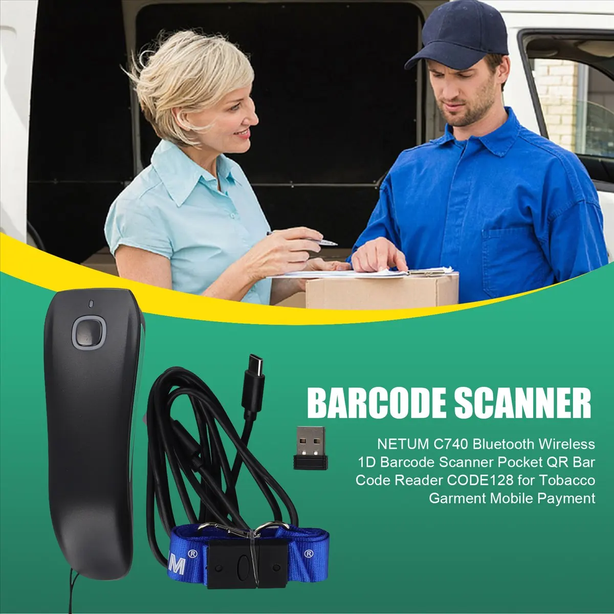 CH◆☆§ C740 Bluetooth Wireless 1D Barcode Scanner Pocket QR Bar Code Reader CODE128 for Tobacco Garment Mobile Payment~HOT SALE