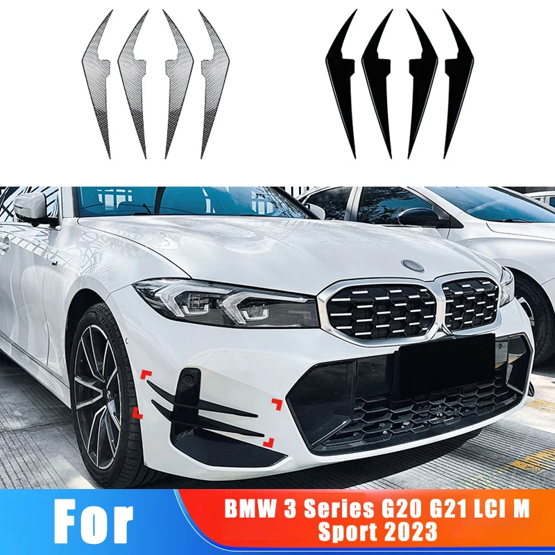 لسيارات BMW 3 Series G20 G21 LCI M Sport 2023 المصد الأمامي تنفيس الهواء سكين الرياح ملصقات السيارات ملحقات تعديل الديكور